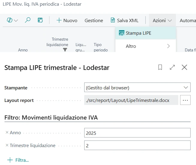 Esempio File XML LIPE con scheda trimestrale