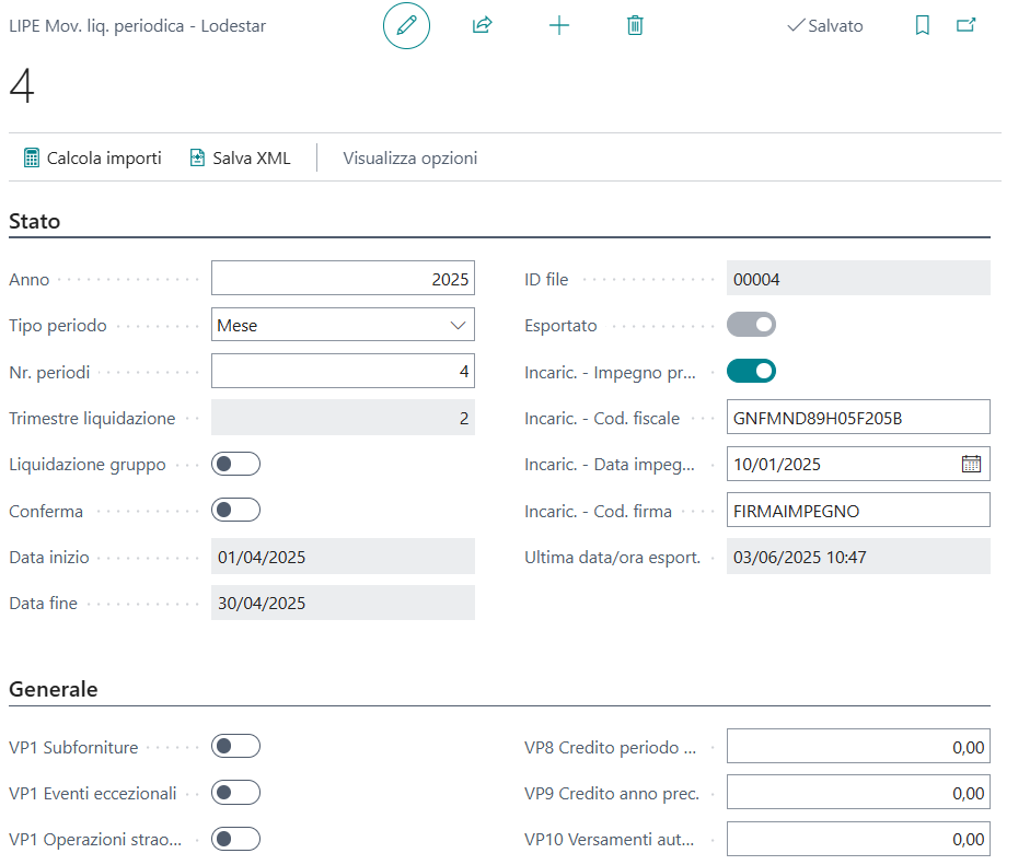 LIPE Movimentazione Liquidazione Iva Periodica