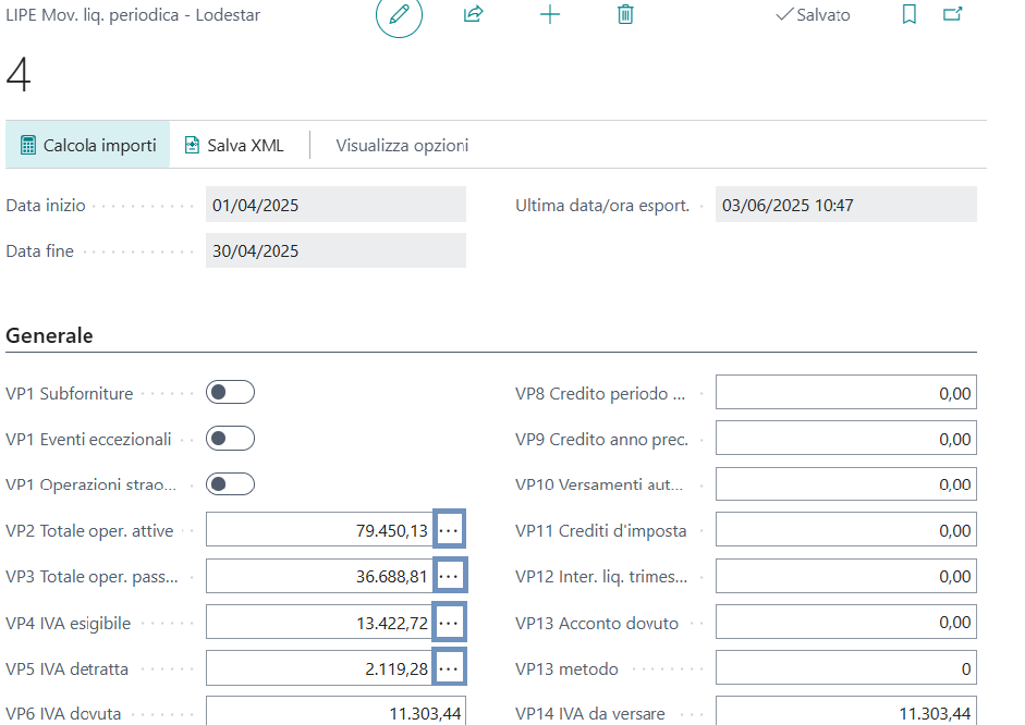 LIPE Movimentazione Liquidazione Iva Periodica