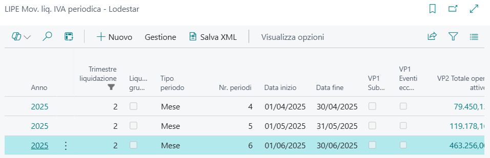 LIPE Movimentazione Liquidazione Iva Periodica